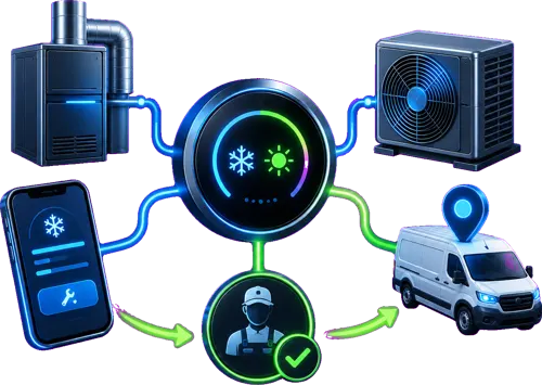 Connected service business workflow illustration