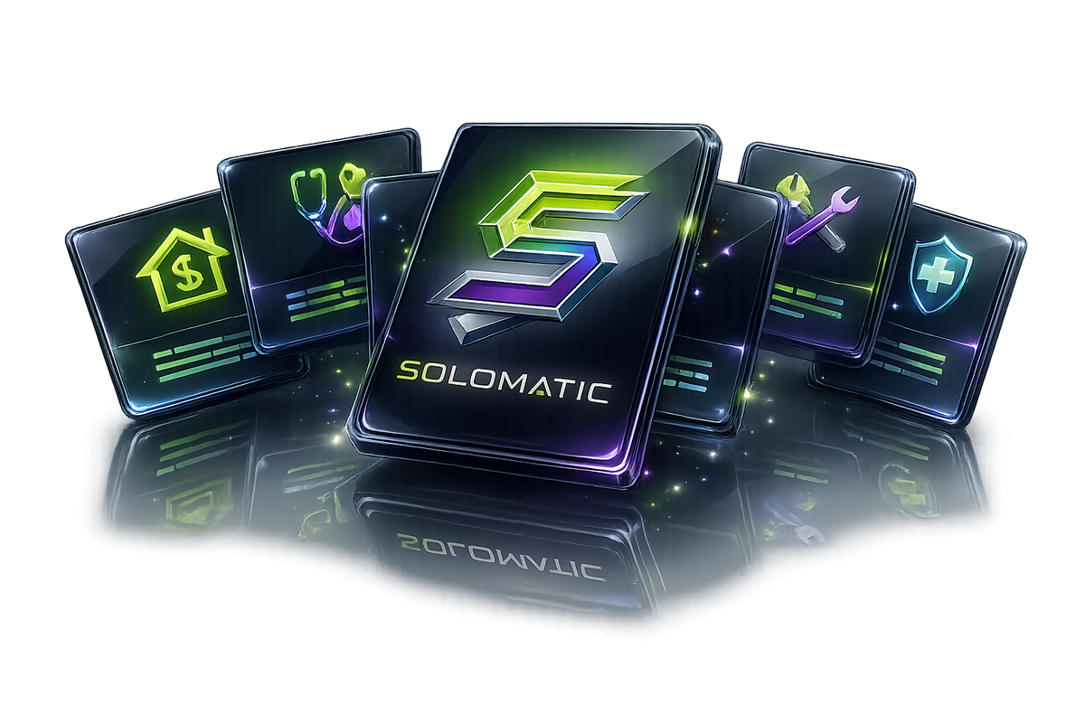 SoloMatic AI serves five industries — real estate, healthcare, home services, insurance, and law